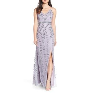 $320 Adrianna Papell Lavender Lilac  beaded strap gown dress Formal Party Sz.10